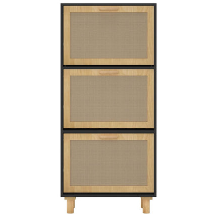 skoskab 52x25x115 cm konstrueret træ og naturlig rattan