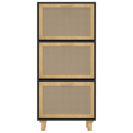skoskab 52x25x115 cm konstrueret træ og naturlig rattan