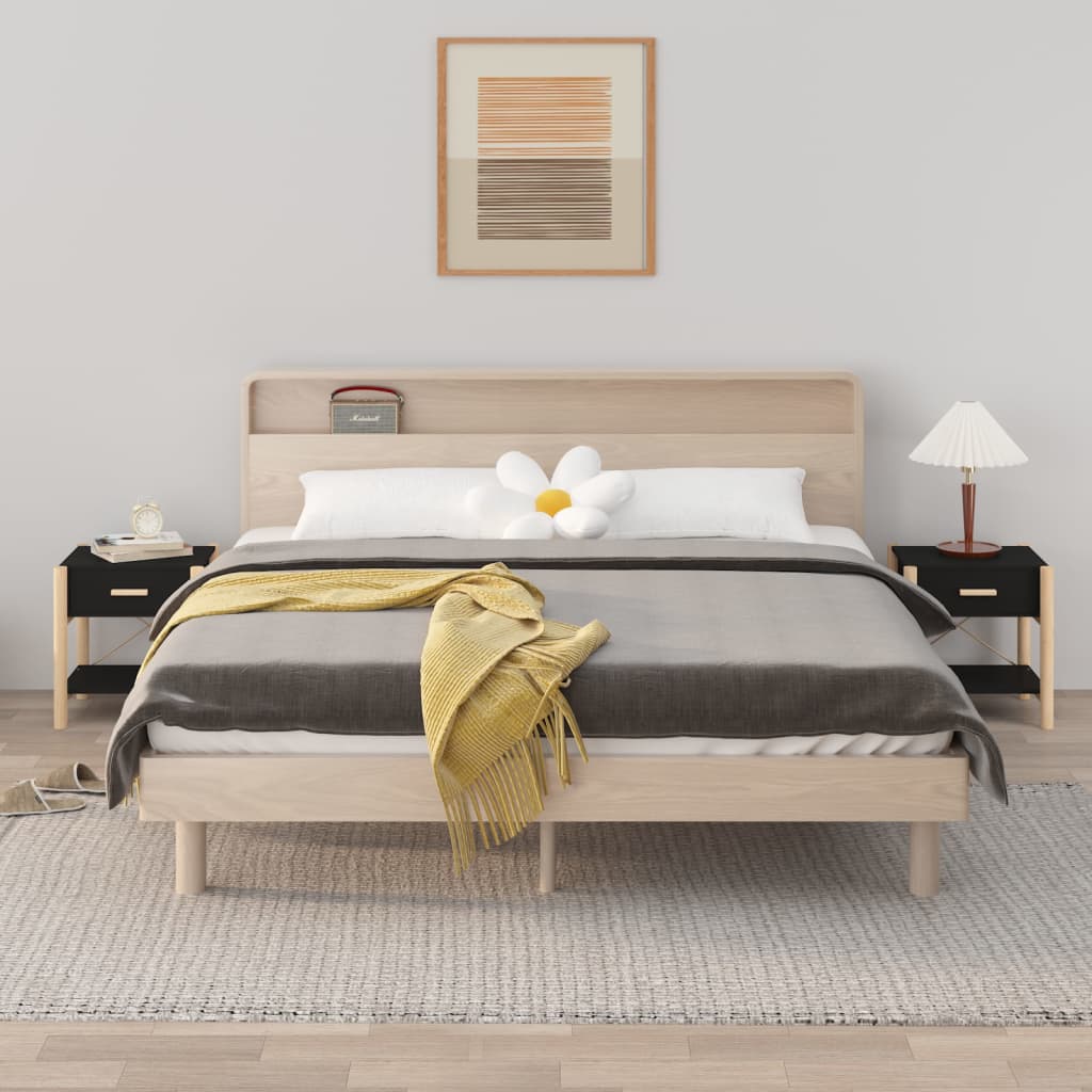 sengeborde 2 stk. 42x38x45 cm konstrueret træ sort