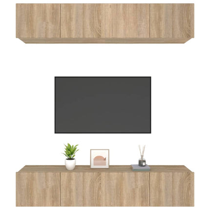 tv-skabe 4 stk. 80x30x30 cm konstrueret træ sonoma-eg