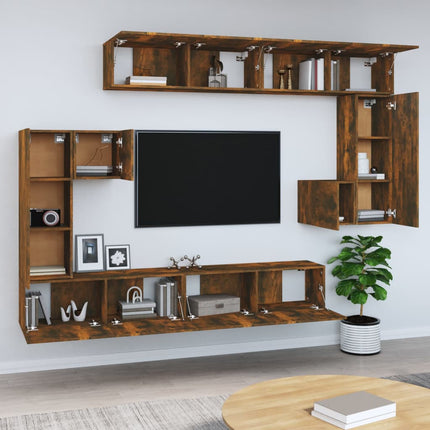 væghængt tv-bord 37x37x72 cm konstrueret træ røget egetræ