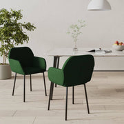spisebordsstole 2 stk. fløjl mørkegrøn