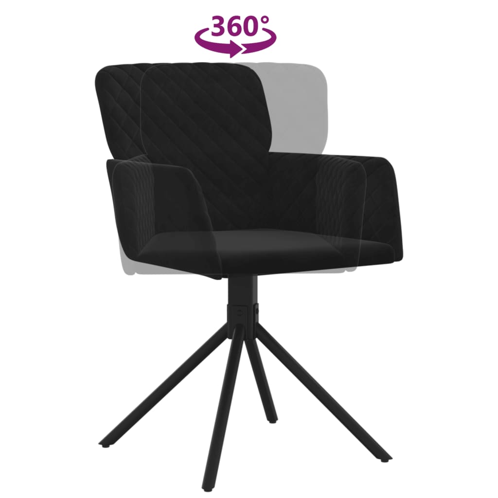 drejelige spisebordsstole 2 stk. fløjl sort