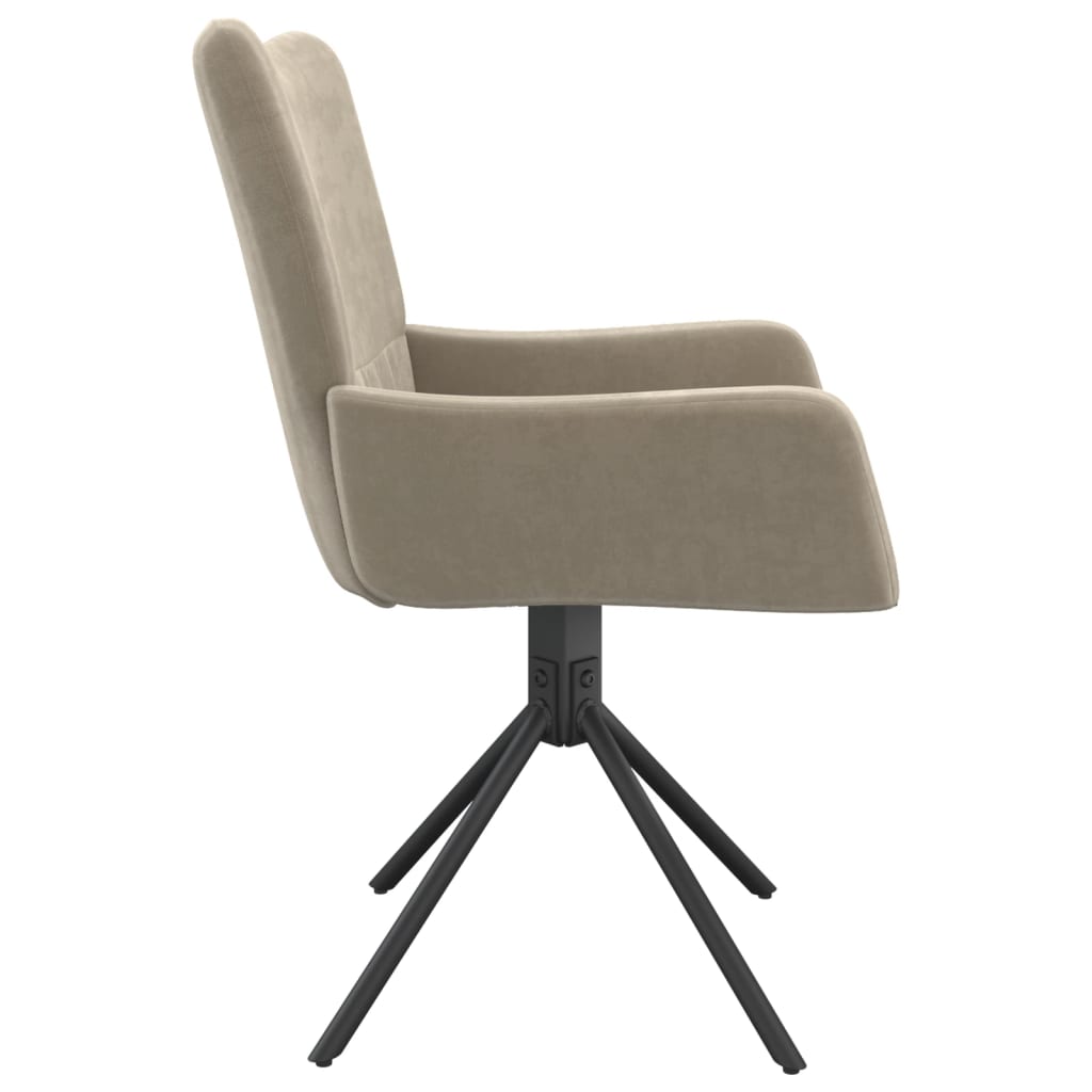 drejelige spisebordsstole 2 stk. fløjl lysegrå