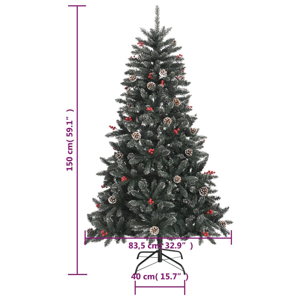 kunstigt juletræ med juletræsfod 150 cm PVC grøn
