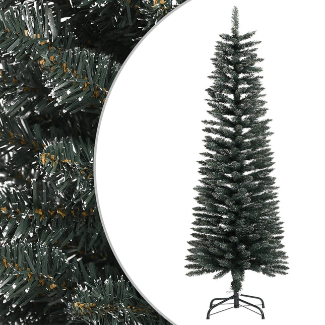 kunstigt smalt juletræ med juletræsfod 120 cm PVC grøn