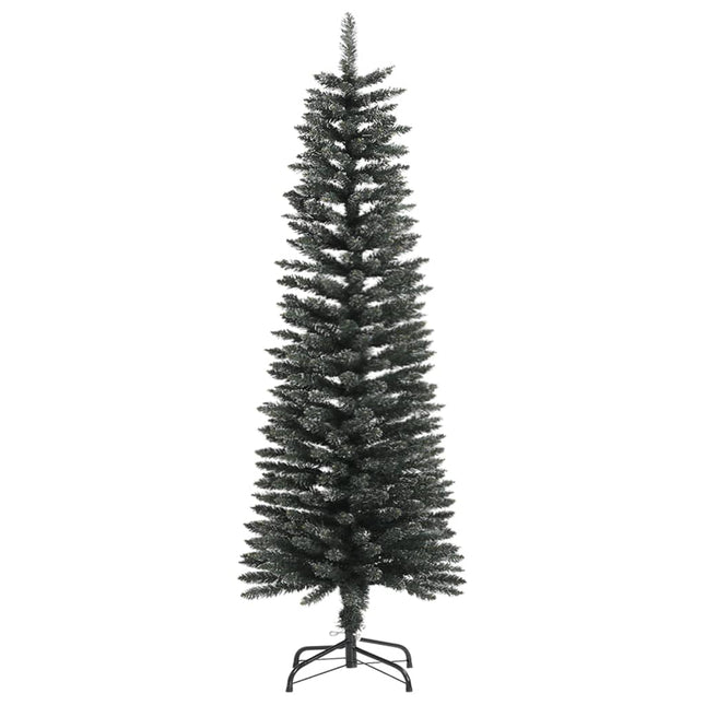 kunstigt smalt juletræ med juletræsfod 120 cm PVC grøn