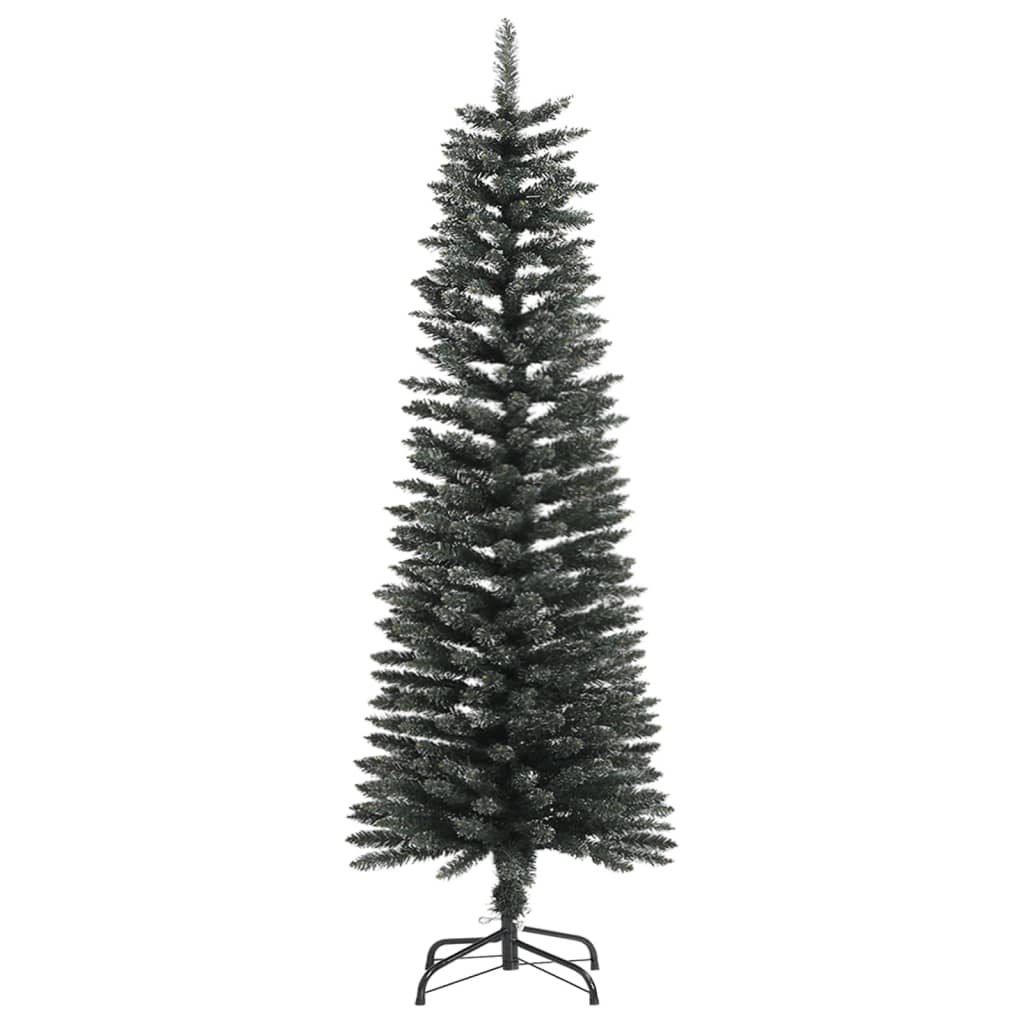 kunstigt smalt juletræ med juletræsfod 120 cm PVC grøn