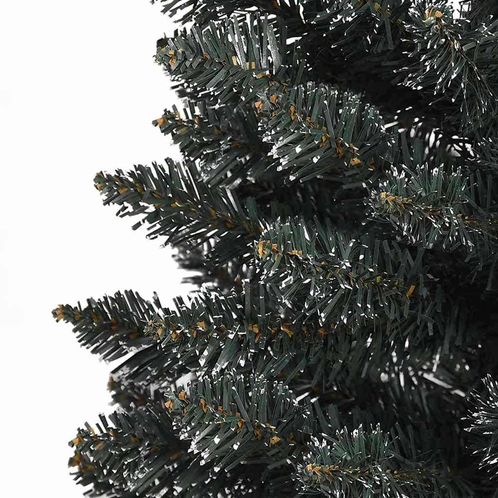 kunstigt smalt juletræ med juletræsfod 180 cm PVC grøn
