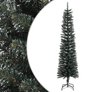 kunstigt smalt juletræ med juletræsfod 210 cm PVC grøn