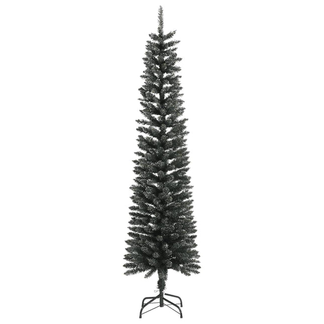 kunstigt smalt juletræ med juletræsfod 210 cm PVC grøn