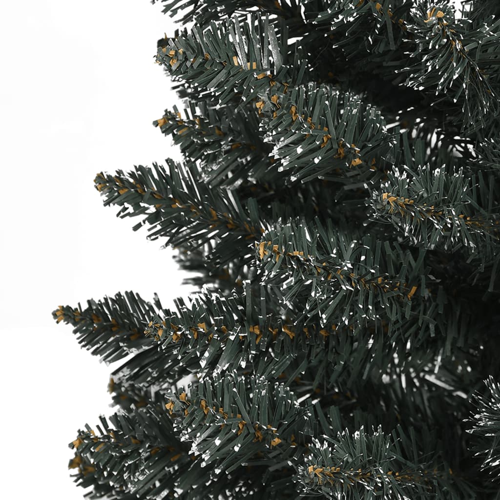 kunstigt smalt juletræ med juletræsfod 210 cm PVC grøn