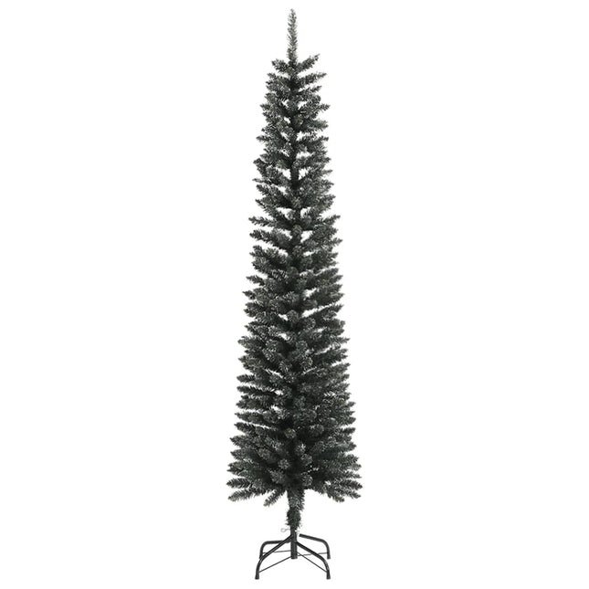 kunstigt smalt juletræ med juletræsfod 240 cm PVC grøn