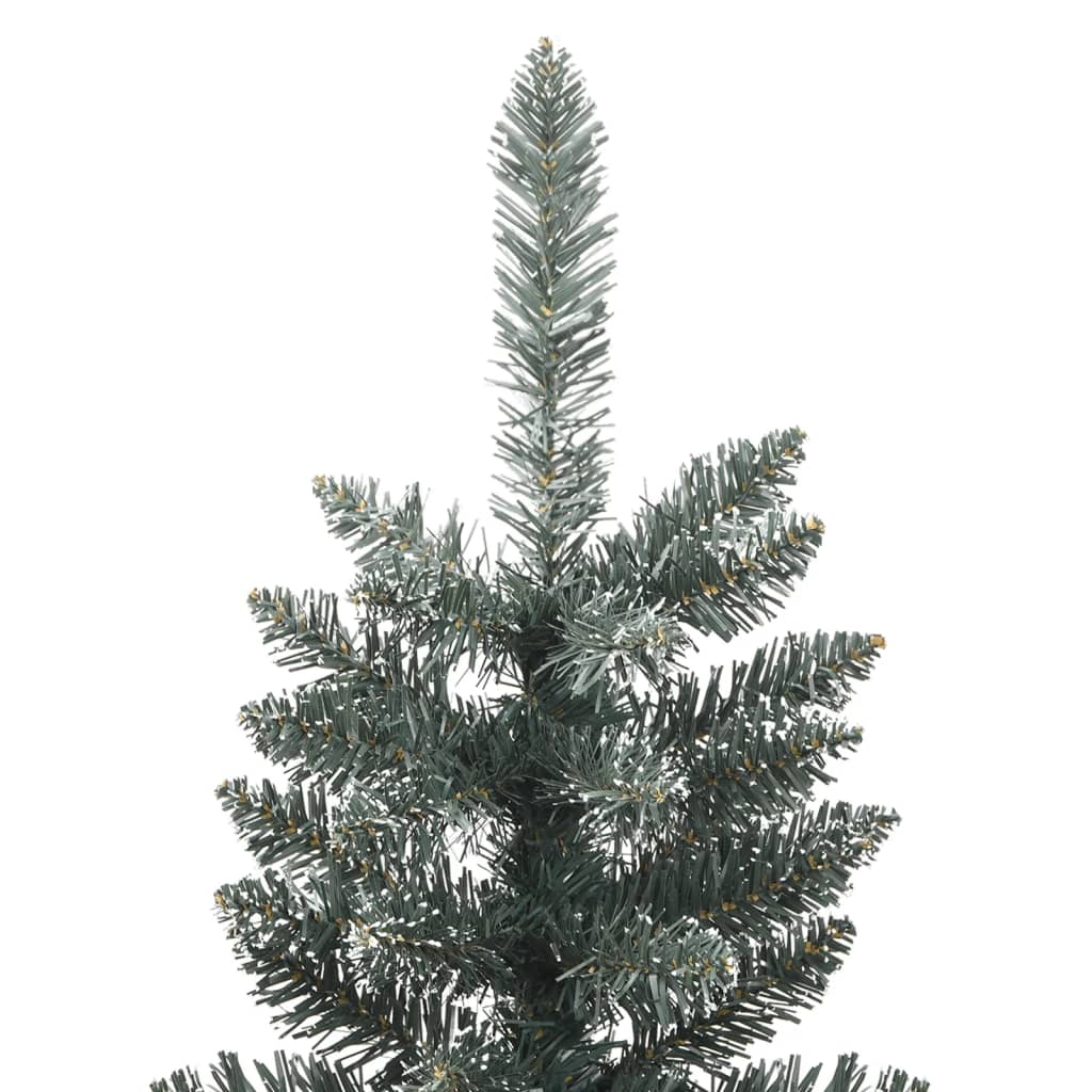 kunstigt smalt juletræ med juletræsfod 240 cm PVC grøn
