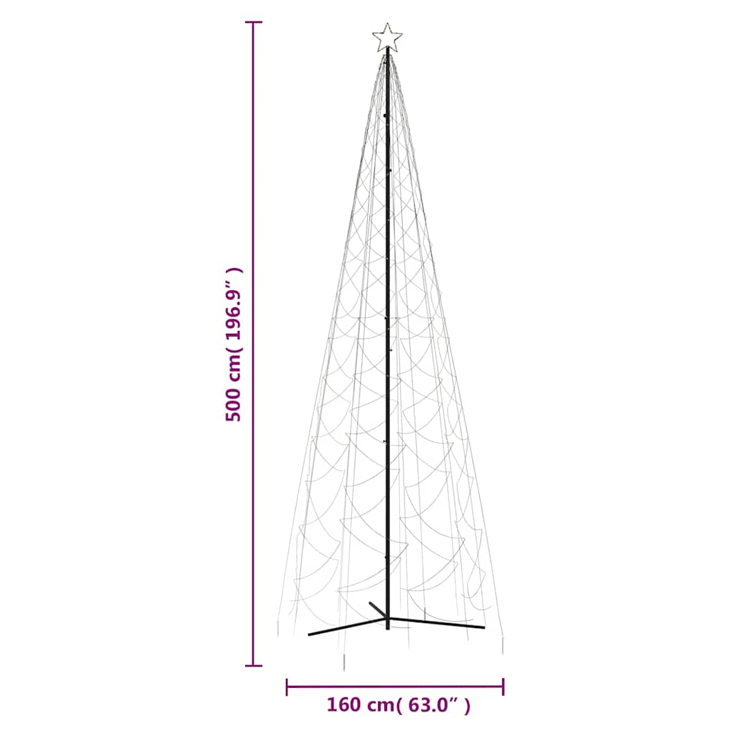 juletræ med kogle, varm hvid, 1400 LED'er, 160x500 cm