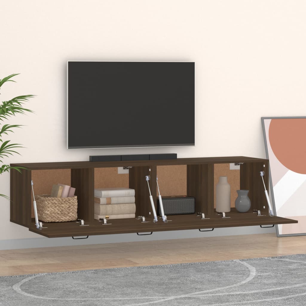 vægskabe 2 stk. 60x36,5x35 cm konstrueret træ brun egetræ