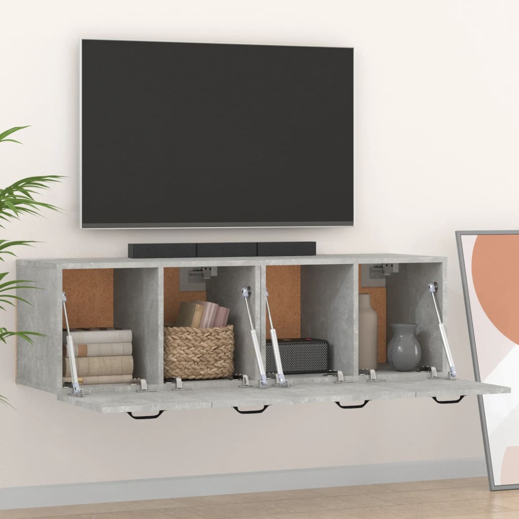 vægskabe 2 stk. 80x35x36,5 cm konstrueret træ betongrå