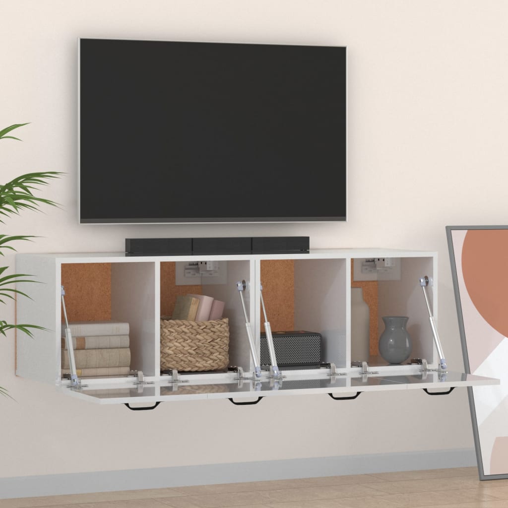 vægskabe 2 stk. 80x36,5x35 cm konstrueret træ hvid højglans