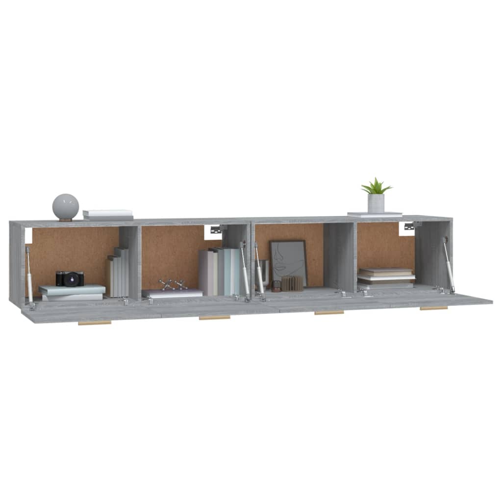 vægskabe 2 stk. 100x36,5x35 cm konstrueret træ grå sonoma-eg