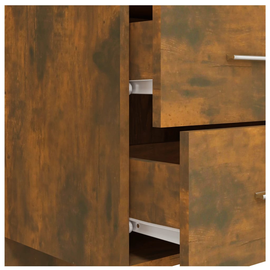 sengegavl med opbevaring konstrueret træ røget egetræsfinish