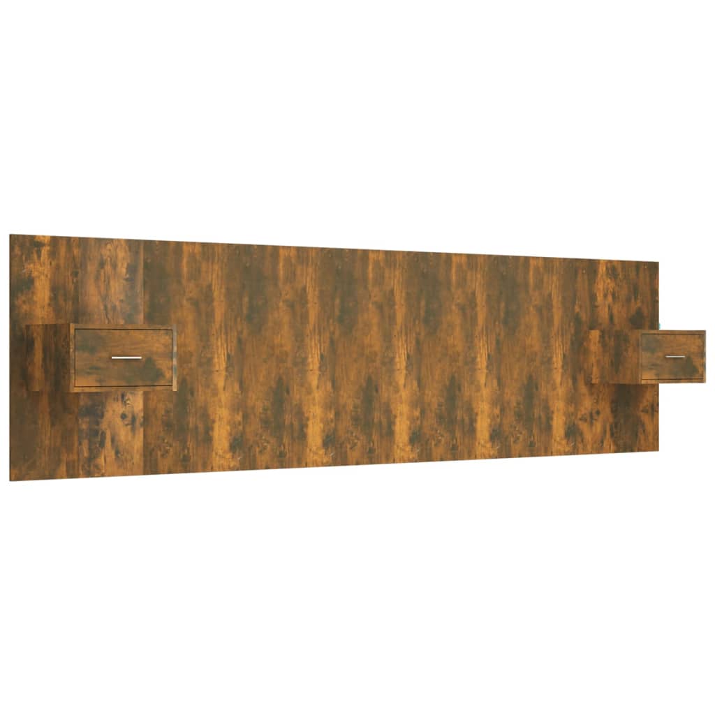 sengegavl med opbevaring konstrueret træ røget egetræsfinish