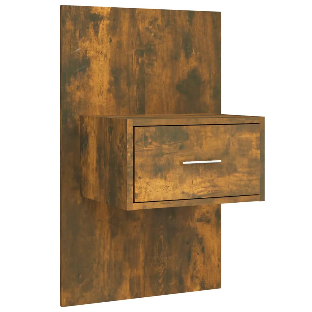 sengegavl med opbevaring konstrueret træ røget egetræsfinish