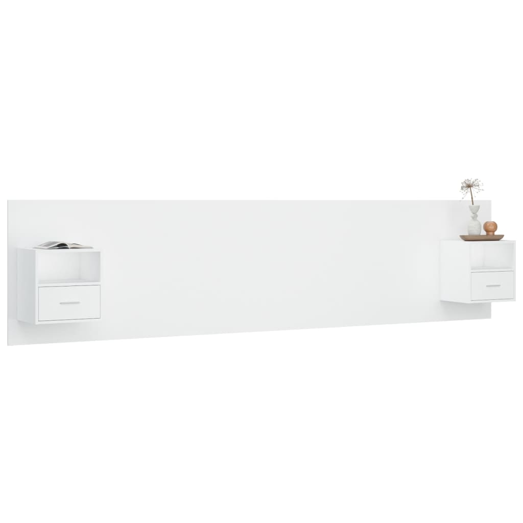 sengegavl med opbevaring konstrueret træ hvid