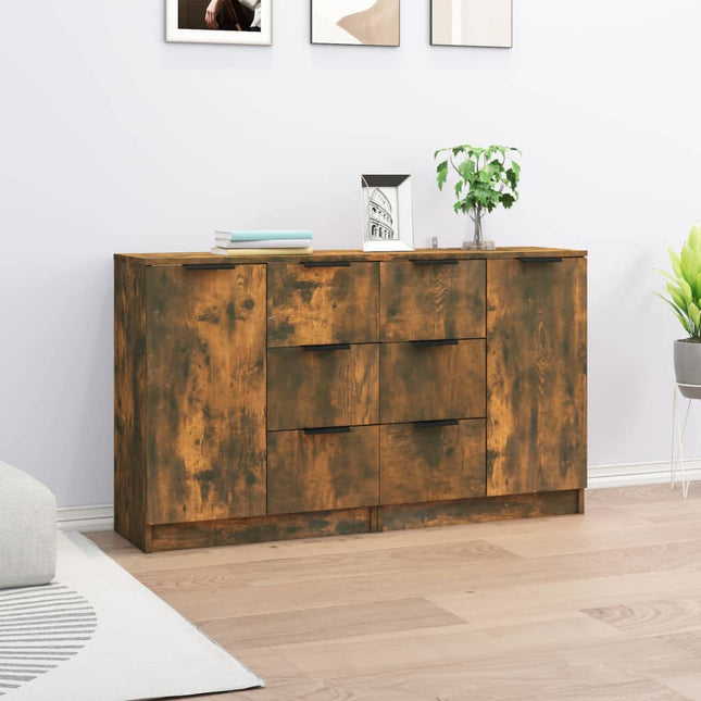 skænke 2 stk. 60x30x70 cm konstrueret træ røget egetræsfarve