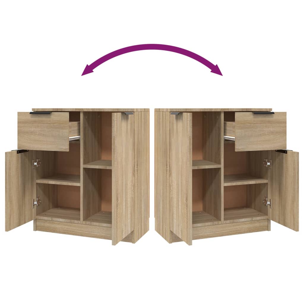 skænke 2 stk. 60x30x70 cm konstrueret træ sonoma-eg