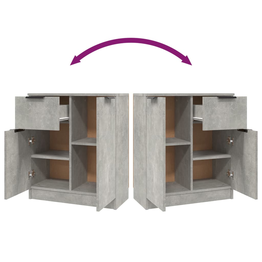 skænke 2 stk. 60x30x70 cm konstrueret træ betongrå