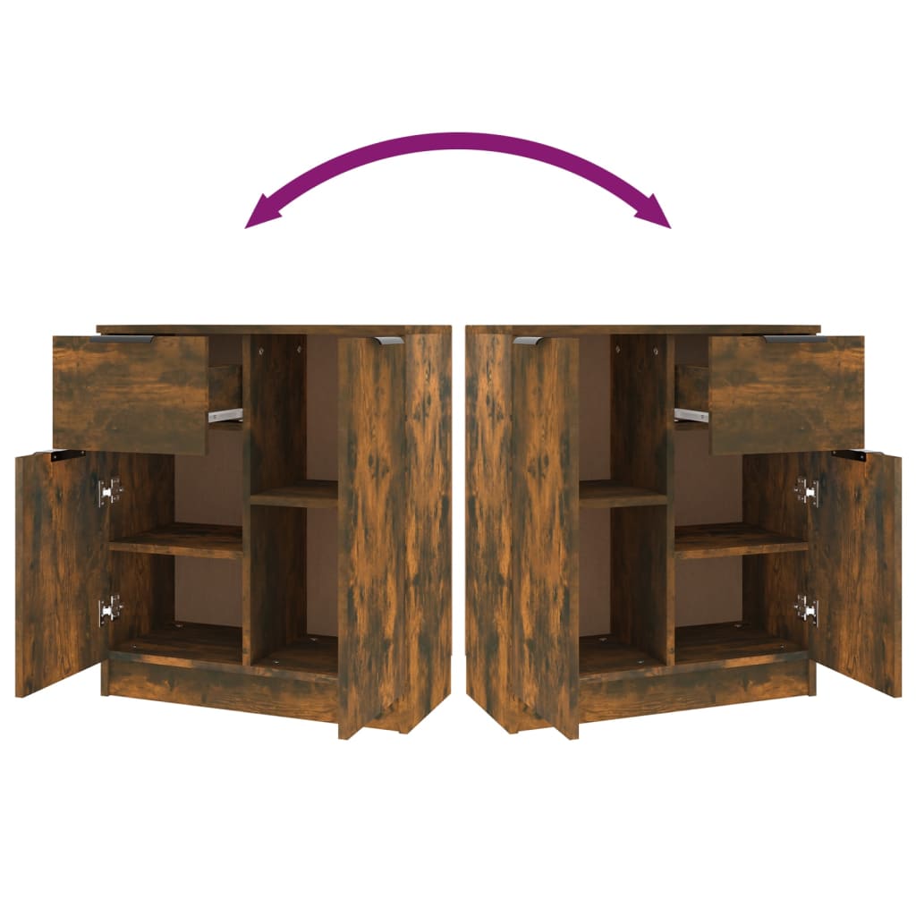 skænke 2 stk. 60x30x70 cm konstrueret træ røget egetræsfarve