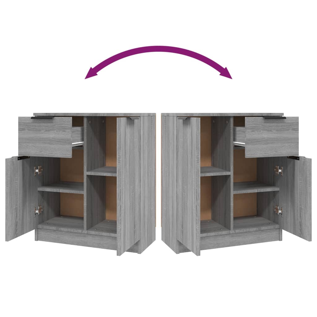 skænke 2 stk. 60x30x70 cm konstrueret træ grå sonoma-eg