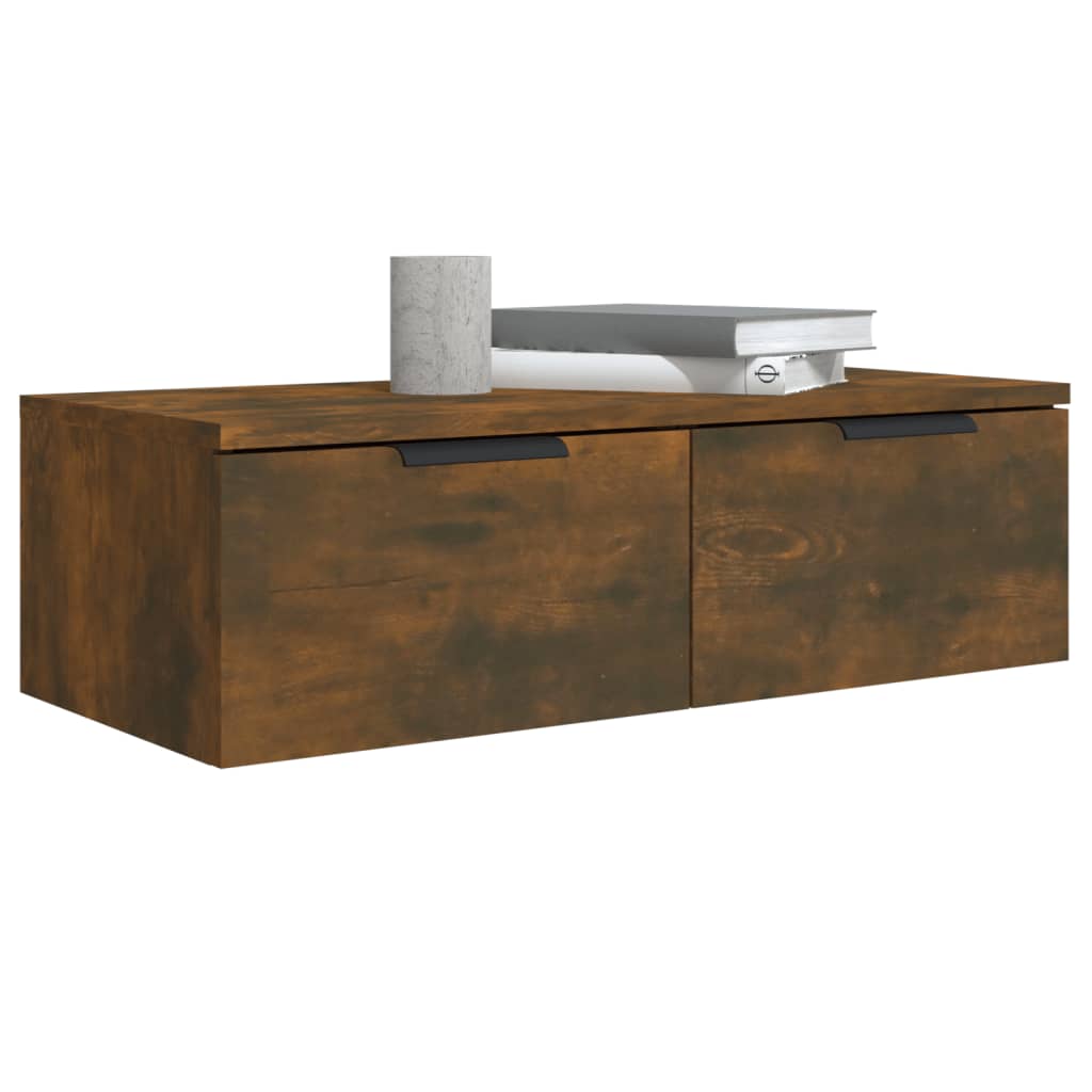 vægskabe 2 stk. 68x30x20 cm konstrueret træ røget egetræsfarve