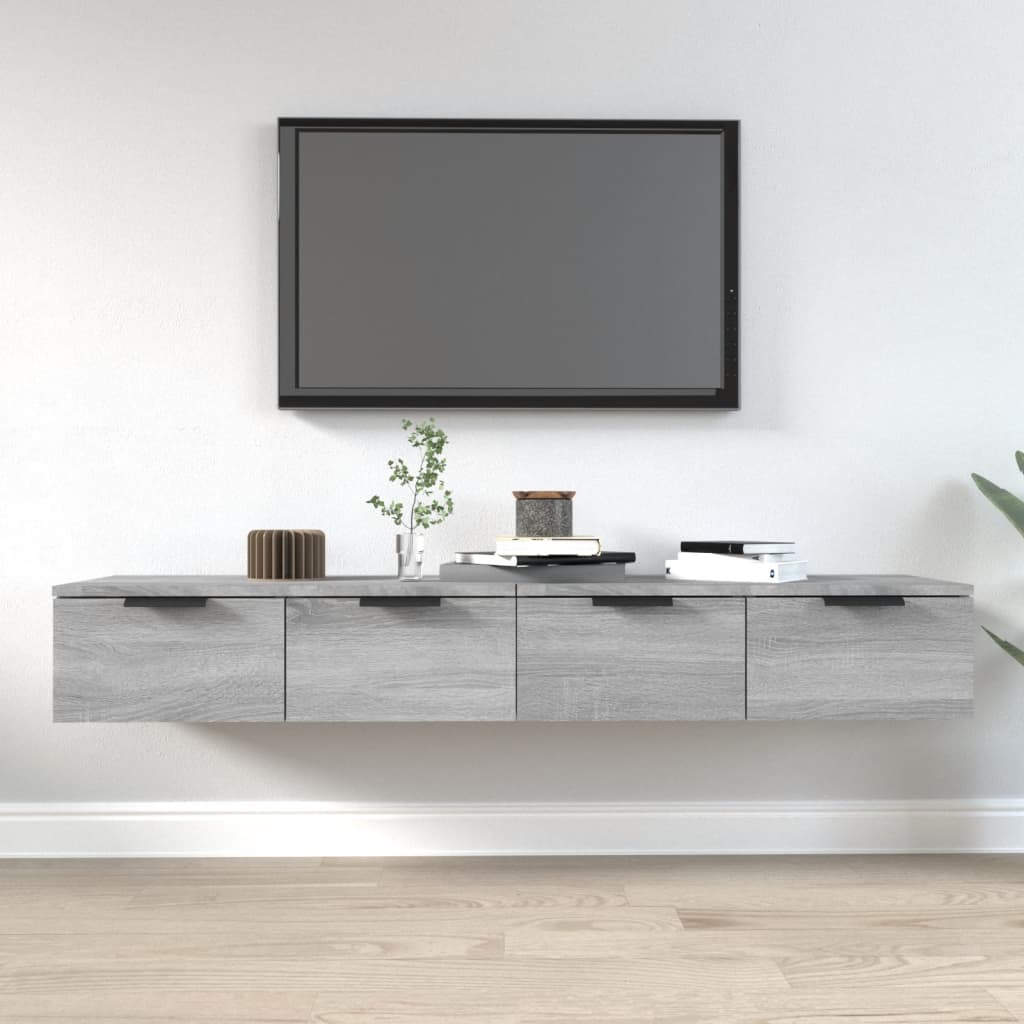 vægskabe 2 stk. 68x30x20 cm konstrueret træ grå sonoma-eg