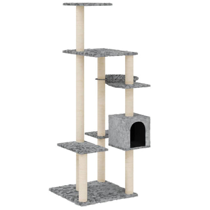 kradsetræ med sisalstolper 142 cm lysegrå