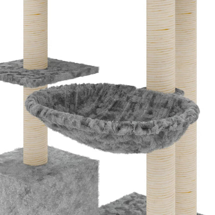 kradsetræ med sisalstolper 142 cm lysegrå
