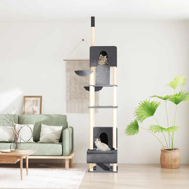 kradsetræ fra gulv til loft 277-303 cm mørkegrå