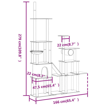 kradsetræ med sisalstolper 279 cm cremefarvet