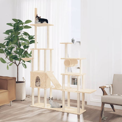 kradsetræ med sisalstolper 279 cm cremefarvet