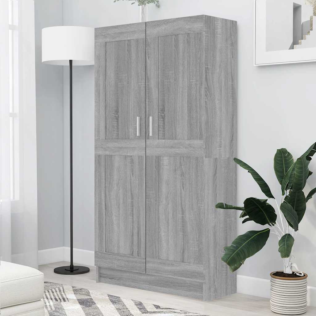 Bogreol i konstrueret træ - grå sonoma-eg, 82,5×30,5×150 cm