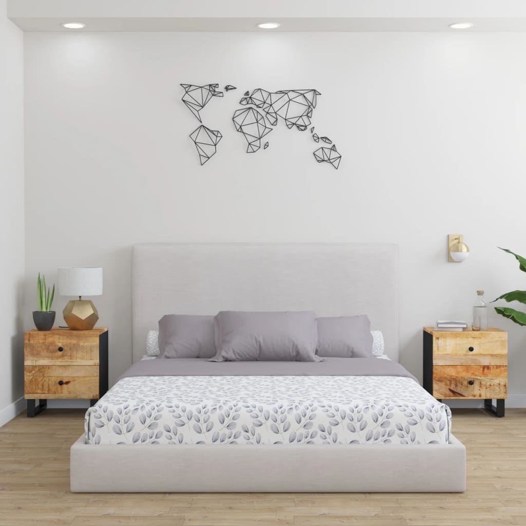 sengeborde 2 stk. 40x33x46 cm massivt mangotræ