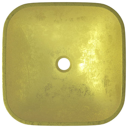 håndvask 42x42x14 cm glas guldfarvet