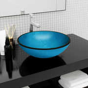 håndvask 42x14 cm hærdet glas blå