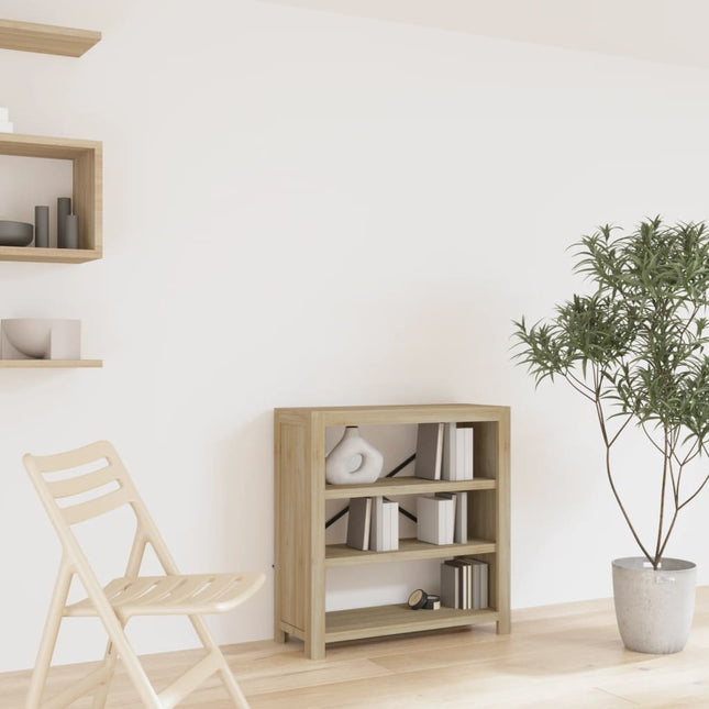 bogreol med 3 hylder 80x30x80 cm massivt akacietræ
