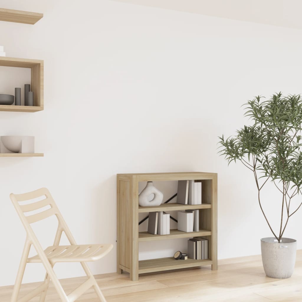 Bogreol med 3 hylder 80×30×80 cm i massivt akacietræ