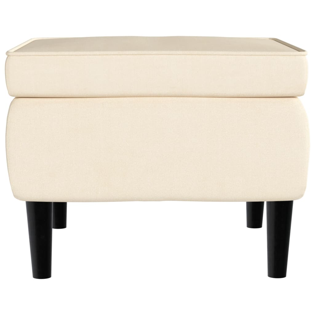 lænestol med vingeryglæn og fodskammel fløjl cremefarvet