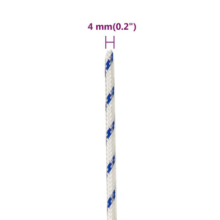 tovværk til båd 4 mm 25 m polypropylen hvid