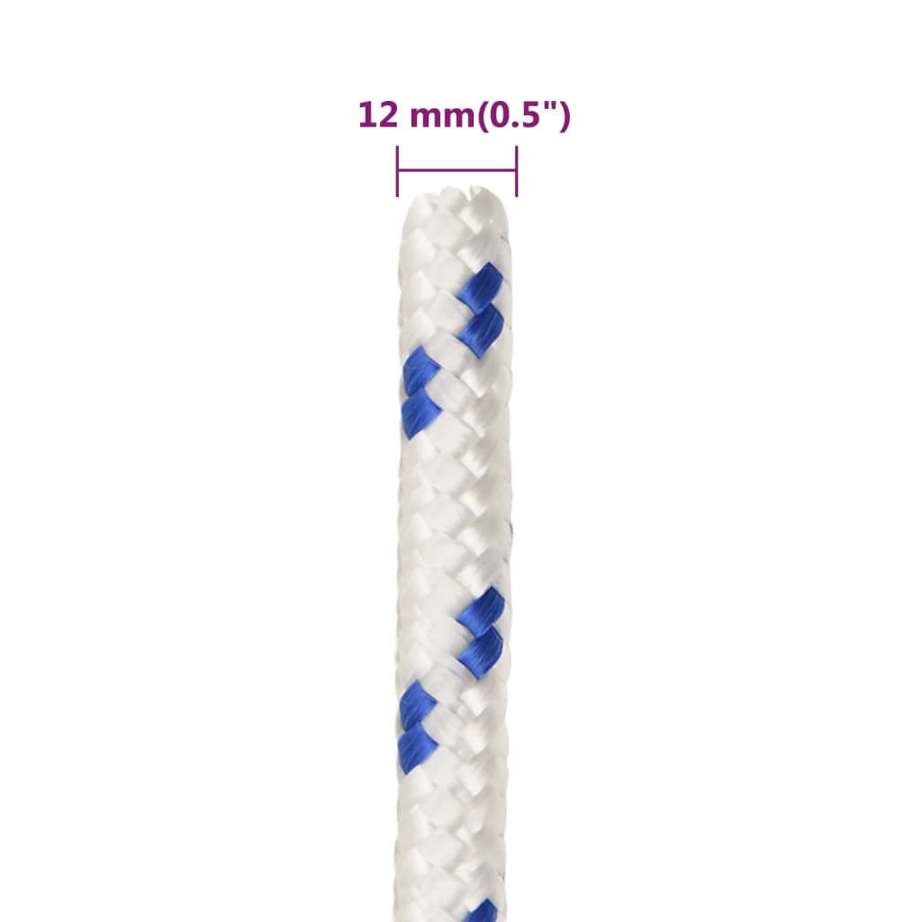 tovværk til båd 12 mm 25 m polypropylen hvid