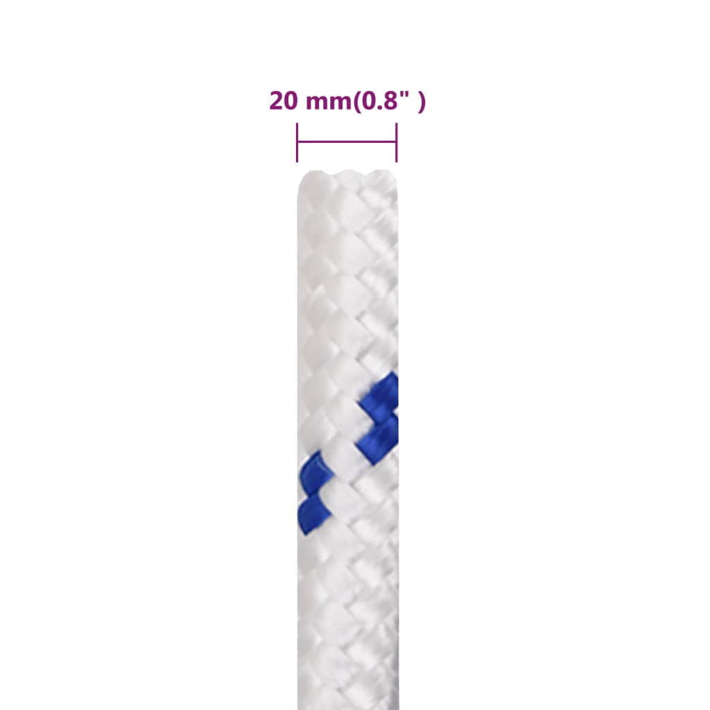tovværk til båd 20 mm 50 m polypropylen hvid