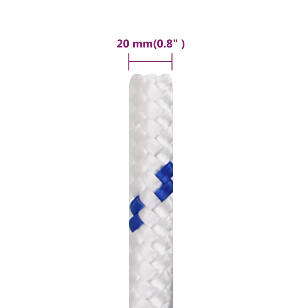tovværk til båd 20 mm 100 m polypropylen hvid
